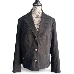 Conrad C Petite 14 Textured Black Military Button Blazer Structured Tailored